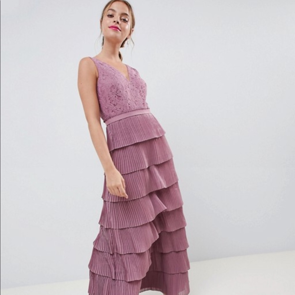 ASOS Purple Ruffle with Lace Dress